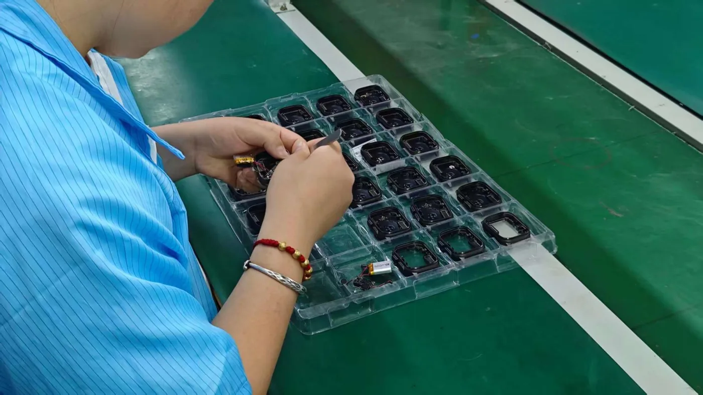 Smartwatch units being assembled at the Shenzhen production site