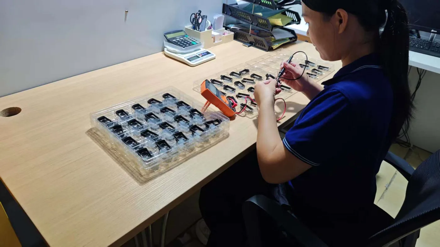 Incoming quality control (IQC) inspection workbench at the VitalWatch production base