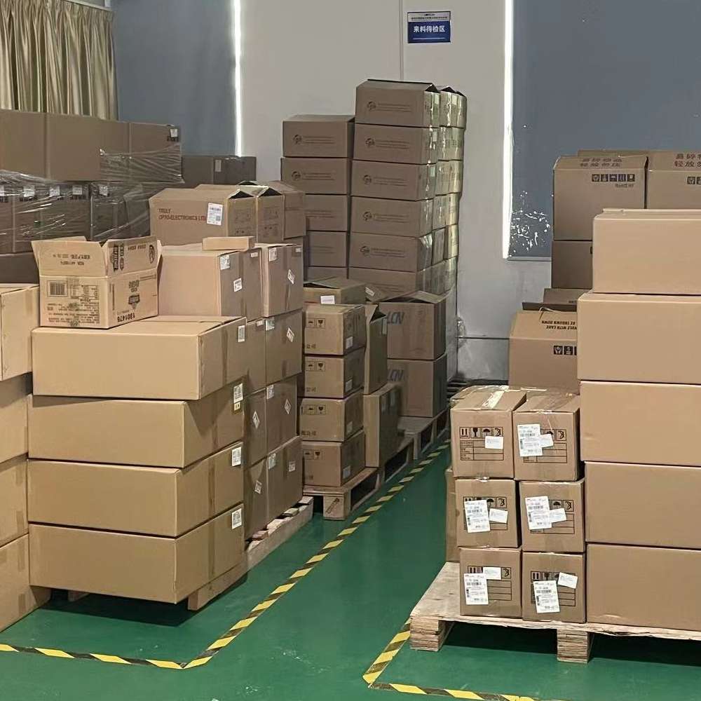 Cartons stored in the factory warehouse